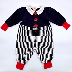 Vintage Rainbow Tag Gymboree 1990s Romper Red Flower Buttons Size X Small